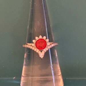 Elegant Red Stone Silver Ring